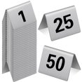 thumbnail image 1 of Wenqik 50 Pcs Stainless Steel 1-50 Table Numbers Tent 2 x 1.6 Inches Style Restaurants Table Number Card Tent Cards for Cafes Bars Party Banquets Food Service Wedding Evidence Mar, 1 of 6