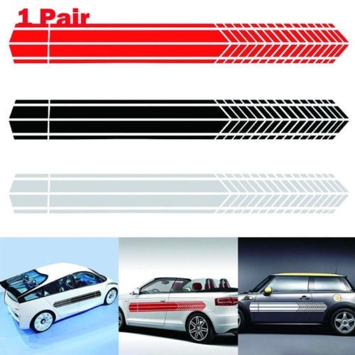 2PCS Sports Racing Stripe Graphic Stickers Auto Car Body Side Doors Vinyl Decals 
