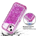 thumbnail image 4 of For Apple iPhone 16 Dual Layer Protective Shockproof Tough Defender Sparkling Liquid Glitter Heart Case Cover Pink, 4 of 5