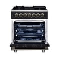 thumbnail image 2 of Forno Massimo 30-Inch Freestanding Dual Fuel Range in Black with Antique Brass Accessories, 4 Burners, 4.32 cu. ft. Convection Oven, 2 of 12