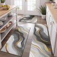 thumbnail image 2 of Gray White Gold Marble Pattern Kitchen Rugs Sets Of 3,Kitchen Runner Rugs Non Skid Washable,Decorative Kitchen Floor Mats for Kitchen,Sink,Laundry,17"x30"+ 17"x47" + 17"x59", 2 of 6