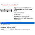 thumbnail image 2 of Right Passenger Side Grille Insert - Compatible with 1991 - 1993 Dodge W150 1992, 2 of 2