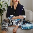 thumbnail image 6 of Pajama Sets for Women 2 Pcs, Cat Astronaut Button Down Long Sleeve Sleepwear Lounge PJ Sets, 6 of 6