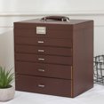 thumbnail image 3 of 5-Storey Luxury Jewelry Box With MIRRO, Necklaces, Earrings, Sunglasses, Bracelets, Watches, Etc, Brown, 3 of 14