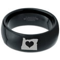 thumbnail image 2 of Tungsten Oregon The Beaver State Heart Band Ring 8mm Men Women Comfort Fit Black Dome Polished, 2 of 4