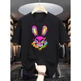 thumbnail image 1 of Camiseta informal de cuello redondo transpirable para hombre. Estampado "Conejo Enfadado". Tejido de punto de algodón ligeramente elástico. Ajuste regular. Ropa informal de verano con estampado animal, 1 of 4