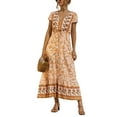 thumbnail image 1 of Womens Short Sleeve Boho Long Dress Floral Print Maxi Sundress Summer Casual Dress, 1 of 4