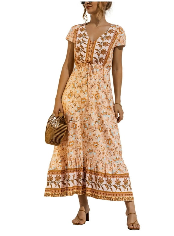 Lime Yellow Women's V-Neck Empire Waist Maxi Dress With Crystal Brooch - Plus Size 2 thumbnail image