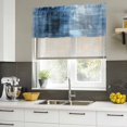 thumbnail image 4 of Blue Curtain Valances for Windows, Kitchen Valance Window Treatments Panel 2 Pack, Vintage Modern Ombre Oil Painted Abstract Rod Pocket Short Curtains for Bathroom Bedroom 42 x 18 Inch, 4 of 8