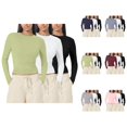 thumbnail image 1 of 3 Pcs Chemises à Manches Longues pour Femmes 2026 Printemps Tendance T-Shirt Court Col Rond Amincissant, 1 of 2