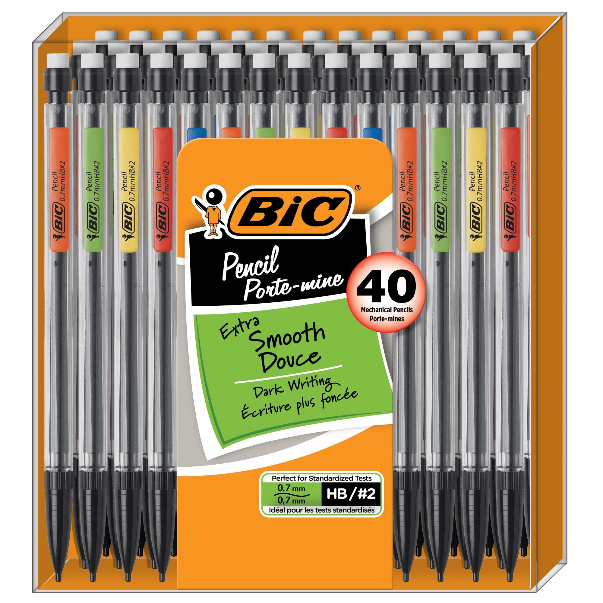 BIC Xtra Smooth Mechanical Pencils with Erasers 40 Count Pack Bulk Mechanical Pencils for School Supplies