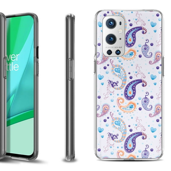 Slim-Fit Flexible TPU Gel Phone Case Compatible with OnePlus 9 PRO 5G, by OneToughShield ® - Paisley Purple