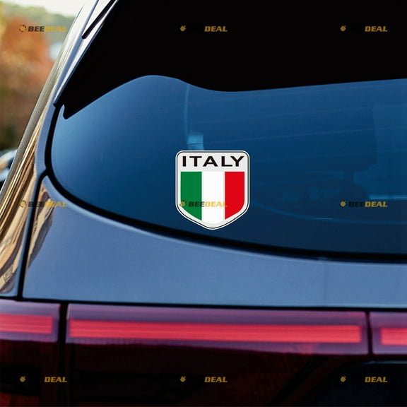 Italy Italian Flag Car Sticker Decal Vinyl Shield - 2 Pack Reflective 4"