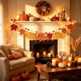 thumbnail image 5 of Hand-Crocheted Halloween Pumpkin Garland with Maple Leaves, Acrylic Yarn Decor for Home and Thanksgiving Party Multicolor, 5 of 6