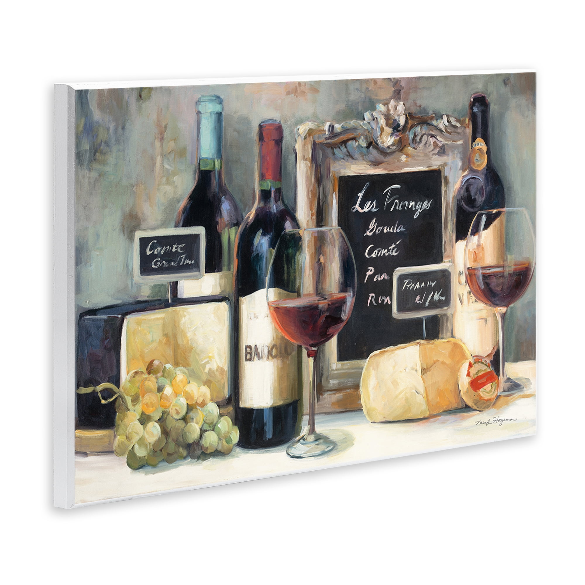 Stupell Industries Parisian Wine & Cheese Food & Beverage Painting Unframed Art Print Wall Art, 19 x 13