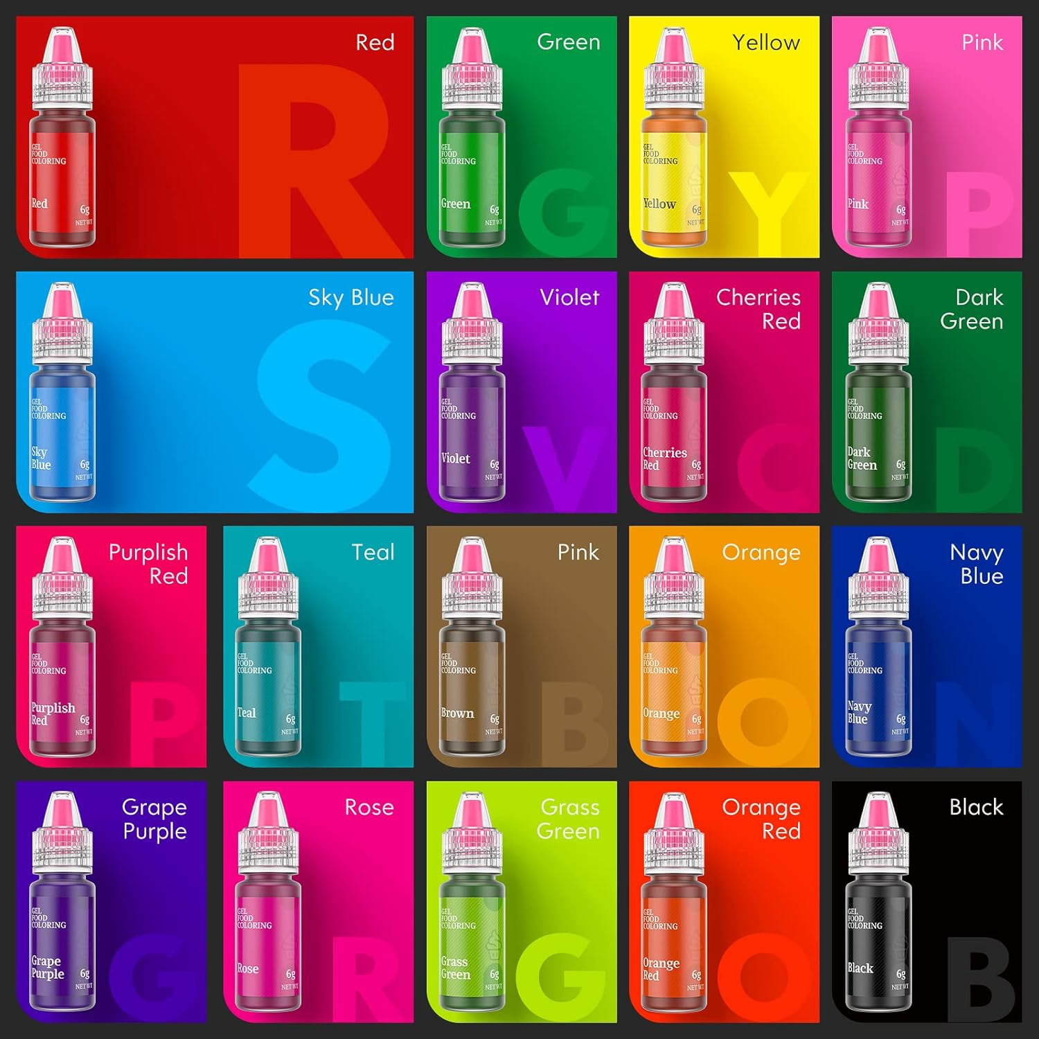 Jelife Gel Gluten-Free Edible Food Coloring Set, 6g