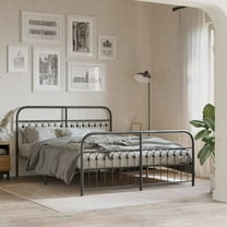 vidaXL Metal Bed Frame without Mattress with Footboard Black 59.1"x78.7"