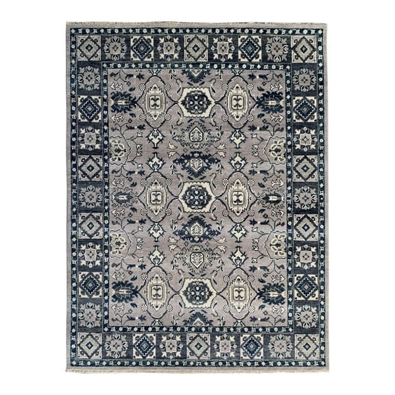 EORC Gray Hand Knotted Wool Traditional Mahal Rug, 10' x 14'