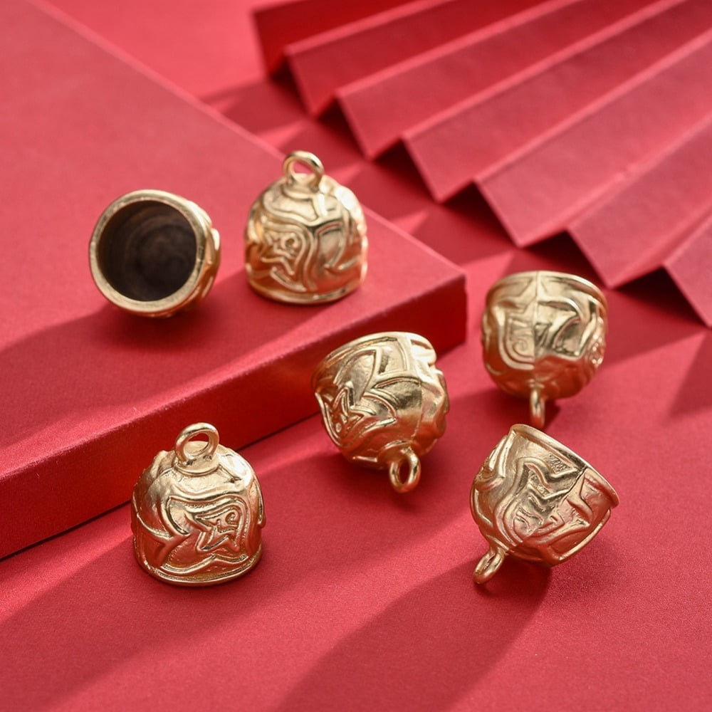 Tibetan style Alloy Cord Ends End Caps Lead Free & Nickel Free & Cadmium Free Real 18K golden Plated Matte golden color 18x15mm Hole: 3mm