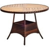 Wicker and Teak Round Dining Table