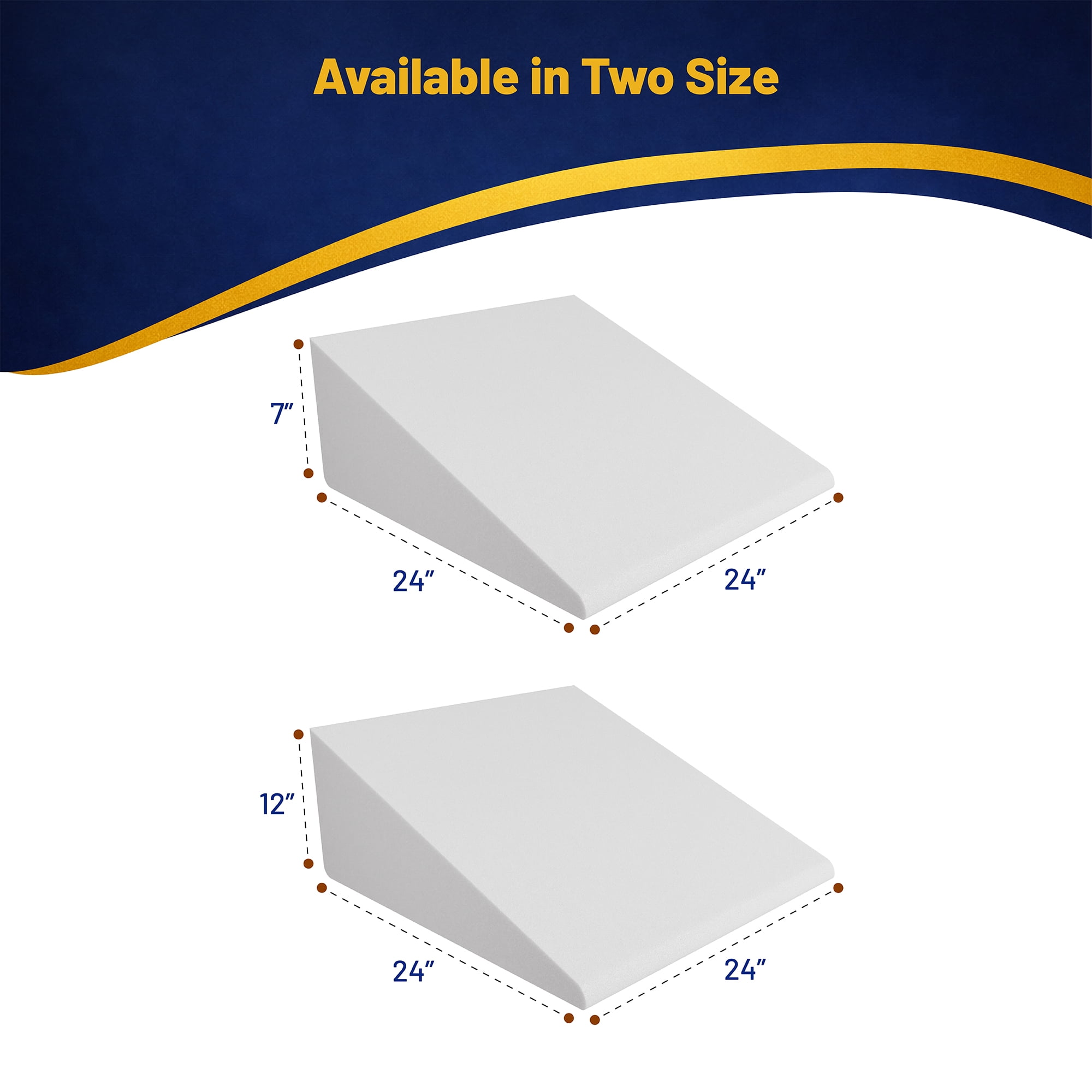 Continental Sleep, Elevated Bed Wedge Pillow for Back Support, Acid Reflux, Leg, Neck Pain, Snoring, Triangle Pillow, Incline Shape for Improved Sleep, 12”x 24”x 24”, White