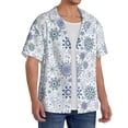 thumbnail image 2 of Gukieu Retro ice blue snowflakes Print Men's Short-sleeved Shirts, Button-down Pocket Shirts, T-shirts, Beach Vacation Travel Summer Clothing-XX-Large, 2 of 5