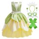 thumbnail image 1 of Tiana-Disfraz de princesa para niña, traje de fiesta de Cosplay, sin mangas, para carnaval, Rana, 2-9T Fivean unisex, 1 of 2