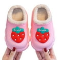 thumbnail image 6 of Ulitacool Cute Slippers For Girl Warm Winter Fuzzy Lined Indoor Outdoor Sole Kids Shoes Trend Basic House Shoes Pink 3.5-4 Years, 6 of 7