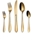 thumbnail image 1 of Glossy Black Cutlery Cutlery Set 5 Piece Stainless Steel Knife Spoon Set for 6 Serves (Gold, 1 Sets), 1 of 5