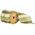 thumbnail image 1 of Vickerman Q172731 4 in. x 10 Yard Green White Plaid Edge Ribbon, 1 of 1