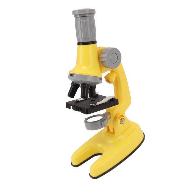 Experimental Microscope Toy, Children Science Microscope High Definition 3 Magnifications Adjustable Angles With LED For Experiment For Children White,Yellow