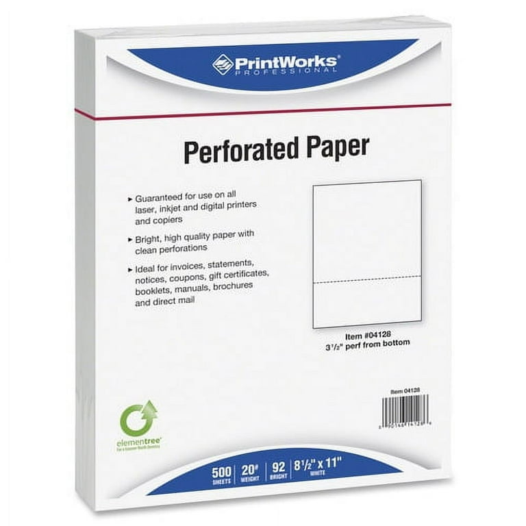 PrintWorks Professional Pre-Perforated Paper for Invoices, Statements, Gift Certificates & More - Letter - 8 1/2 PrintWorks Professional Pre-Perforated Paper for Invoices, Statements, Gift Certificates & More - Letter - 8 1/2