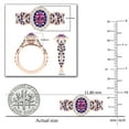 thumbnail image 5 of Dazzlingrock Collection 6X4mm Oval Pink Sapphire with Round Blue Sapphire & White Diamond Interweaving Double Halo Wedding Ring for Women in 10K Rose Gold, Size 8.5, 5 of 6