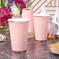 thumbnail image 3 of ANHXN Pink Party Cups ,Light Pink & Gold - Disposable Paper Cups for Hot & Cold Beverages - Bridal & Baby Shower, 3 of 5