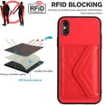 thumbnail image 4 of Allytech iPhone XS / iPhone X Wallet Case with Hand Wrist, PU Leather RFID Blocking Cards Slots Shockproof Stand Feature Bumper Magnetic Closure Slim Shell Phone Case for Apple iPhone XS/X, Red, 4 of 9