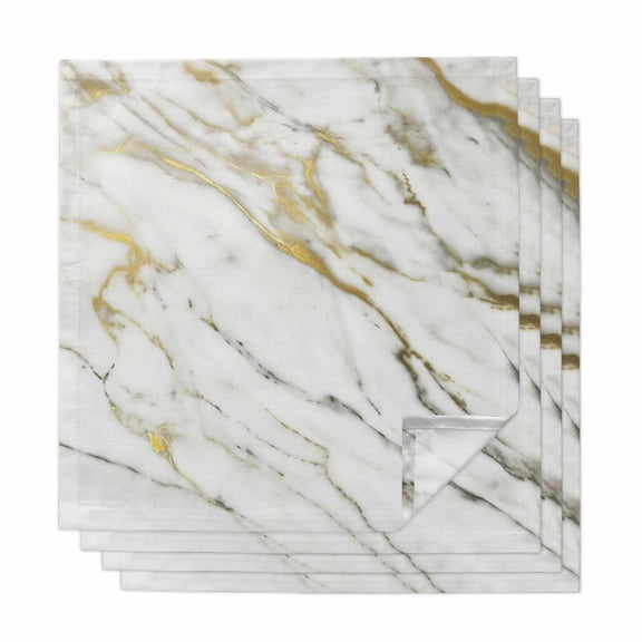 Cloth Napkins Set of 4 - 20x20 Inches, Golden Marble Washable Reusable Table Napkins, Vintage Abstract Modern Art Soft & Absortbent Dining Napkin for Party Wedding Hotel Restaurant