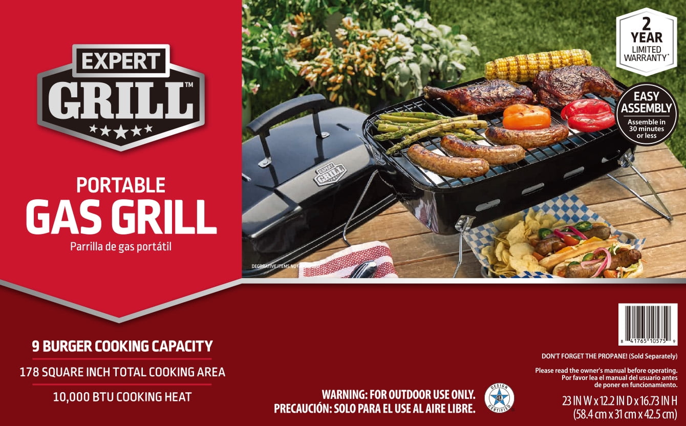 Expert Grill 1-Burner Black Portable Propane Gas 17.5 inch Grill, with Removable Lid