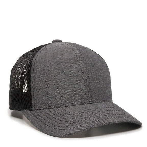 Outdoor Cap MBW-800CB Chambray Platinum Series Mesh Back Cap-Heathered Black/Black