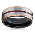 thumbnail image 2 of Rose Gold Tungsten Wedding Band Maroon Wedding Band 8mm Tungsten Ring Men & Women Comfort Fit Ring, 2 of 2