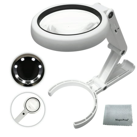 Magnifying Glass with 8 LED Lights, Handsfree & [Rechargeable] Magnifier, [5X+11X] Dual Magnification Lens, Gentle & Bright Light Settings- Ideal for Reading Books,  Jewlery, Coins, Craft & (Best Magnifying Glass For Reading)
