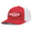 Red/White, variant on Mens FIGHT With Box & Stars Outline Mesh Back Trucker Hat-Heather Grey/Black