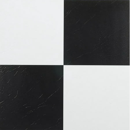 Mosaico Clasico Black & White 12x12 Self Adhesive Vinyl Floor Tile - 20 Tiles/20 sq. ft.