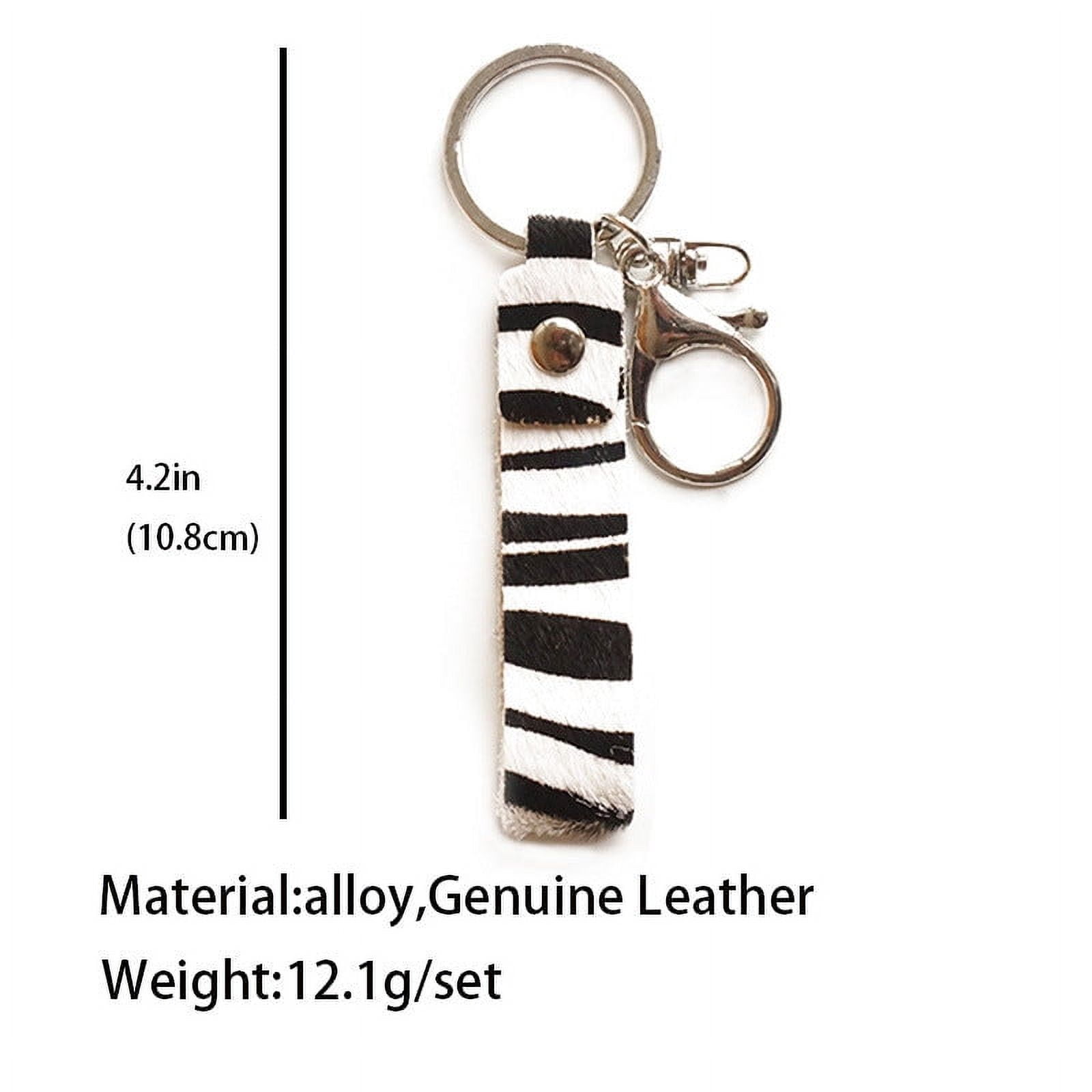 Womens Leather Keychain Animal Print Key Ring Electroplated Handmade Key Chain plus Handbag Pendant Car Key Accessories
