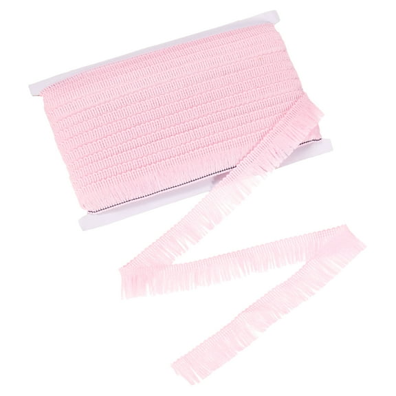 Uxcell 27 Yards Tassel Fringe Trim, 1 Inch Wide Polyester Fringe Boho Lace Sewing Fringe Trimming for Latin Dress/Skirt/Bags/DIY Decoration [Pink]