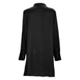thumbnail image 4 of Gibobby Vestido corto casual para mujer Vestido de con cuello y manga larga plisado de color liso informal para mujer(Negro,G), 4 of 4