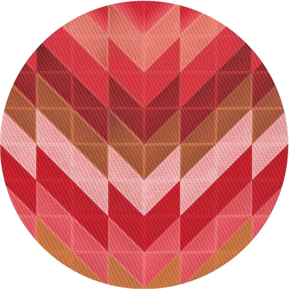 Ahgly Company Indoor Round Patterned Ferrari Red Area Rugs, 5' Round