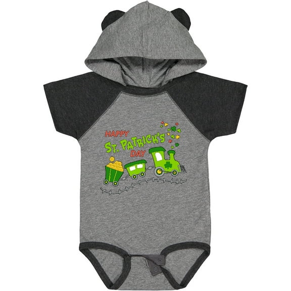 Inktastic Happy St. Patrick's Day Shamrock Train Boys or Girls Baby Bodysuit