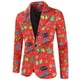 thumbnail image 3 of Moda para hombre ocio Navidad impreso bolsillo botones manga larga cuello en V traje grandes trajes masculinos ocio ocio traje abrigo, 3 of 5