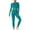 Blue, variant on Long Sleeve Knit Outfits for Women Thumbhole Crew Neck Crop Tops with Tummy Control Leggings Fitted 2 Pieces Sets Spring Saving Red L