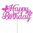 thumbnail image 2 of Happy Birthday Cake Topper, Butterfly & Flower Cake Topper, Women Girl's Birthday Party Cake Decorations, 2 of 2